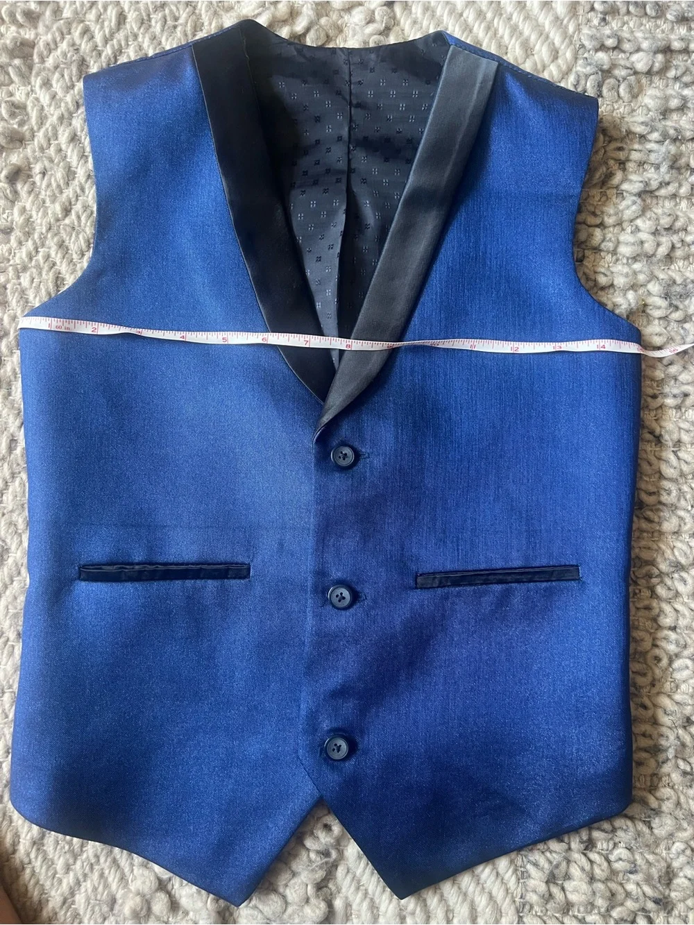 Boys Blue Satin-Trim Dress Vest